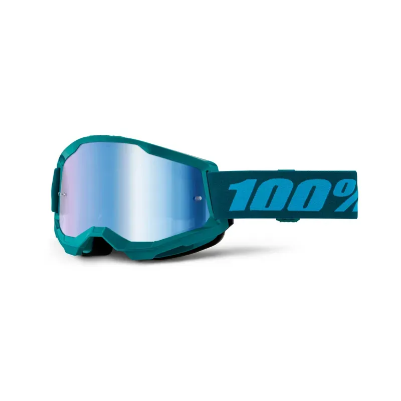 100% Strata 2 Blue Mirror Lens Goggles in Stone