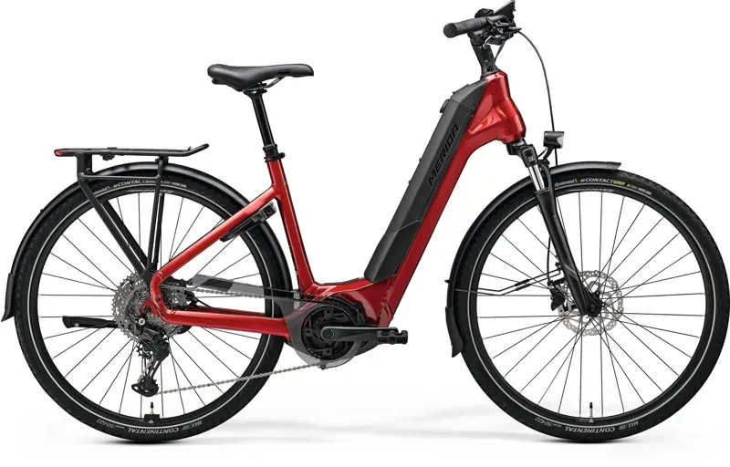 Merida eFloat City 600 EQ E-Bike in Dark Strawberry/Grey