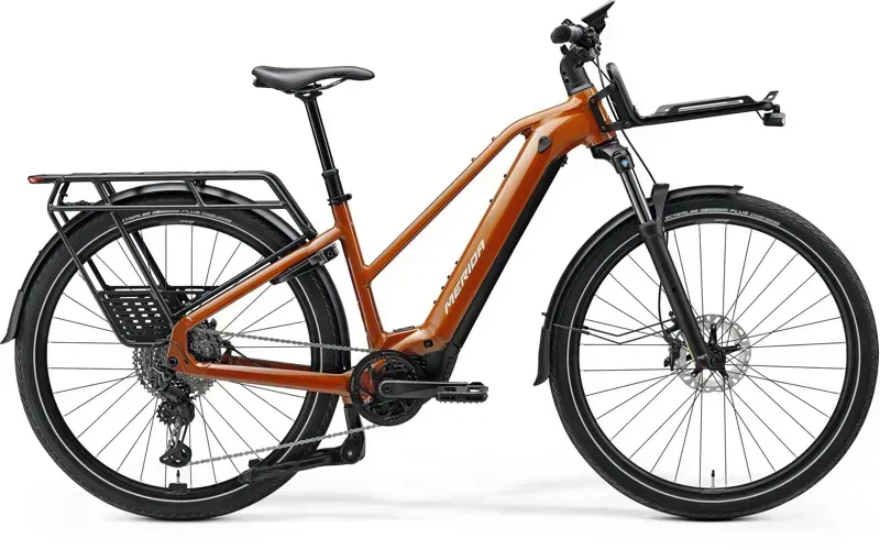 Merida Women's eFloat HD L 700 EQ eRoad Bike in Fall Leaf Brown/Grey