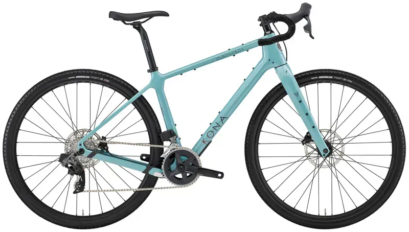 Kona Ouroboros CR/DL Gravel Bike In Gloss Harbor Grey w/ Plum/Bloodstone Decals