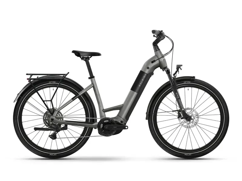 Raleigh Novus Lowstep Derailleur Gear E-Bike in Titanium